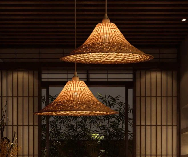 Hand Knitting Bamboo Straw Hat Ceiling Light Chandelier Hand Knitting Bamboo Straw Hat Ceiling Light Chandelier