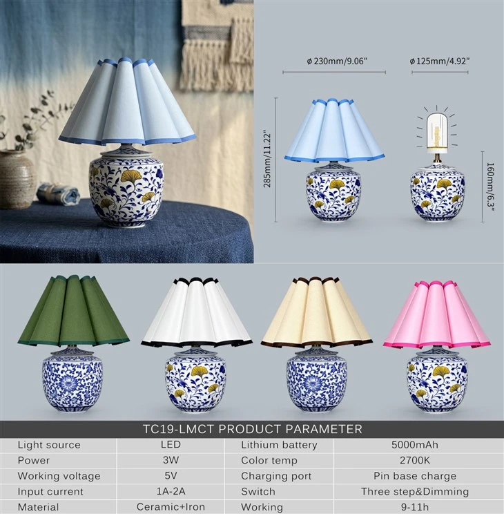 Handmade Ceramic Rechargeable Table Lamp Flower Shade price