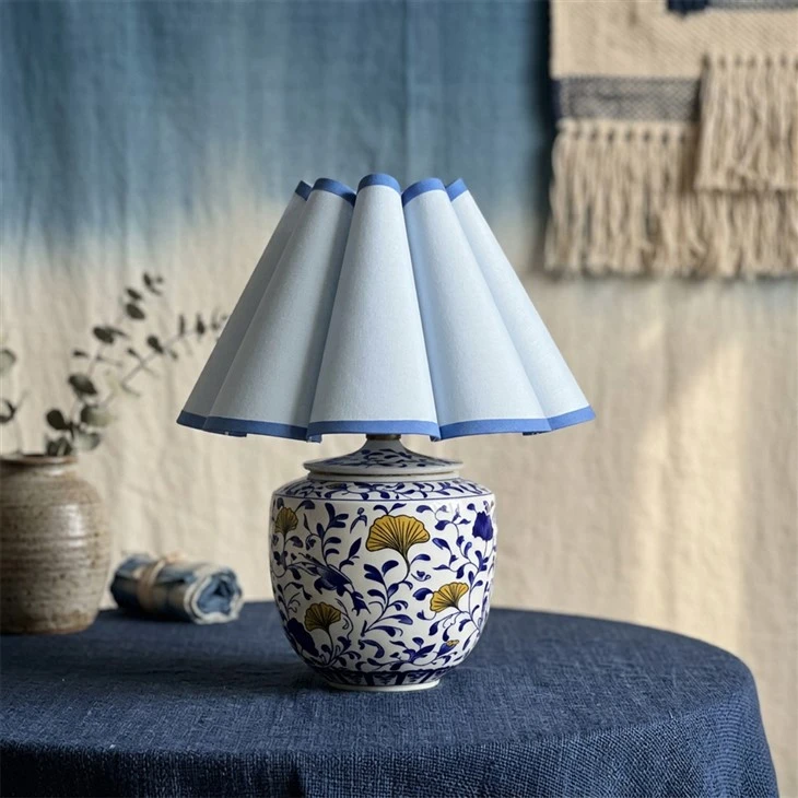 Handmade Ceramic Rechargeable Table Lamp Flower Shade
