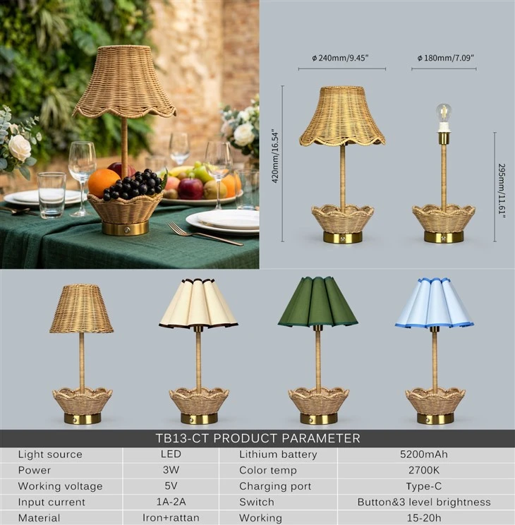Natural Rattan Rechargeable Led Cordless Table Lamp price
