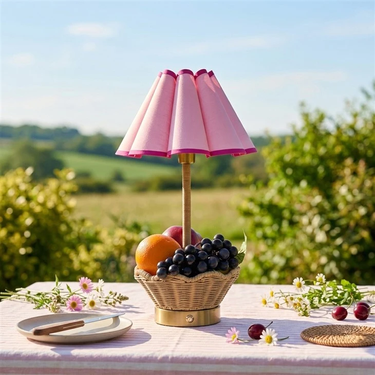 Natural Rattan Rechargeable Led Cordless Table Lamp factory