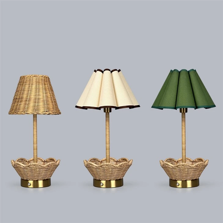 Natural Rattan Rechargeable Led Cordless Table Lamp