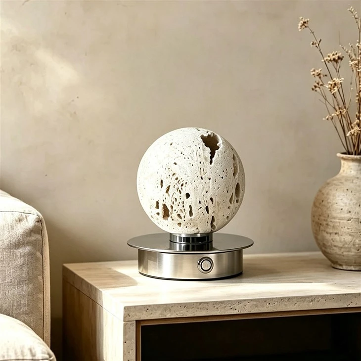 Rechargeable Stone Marble Night Ball Table Lamp factory