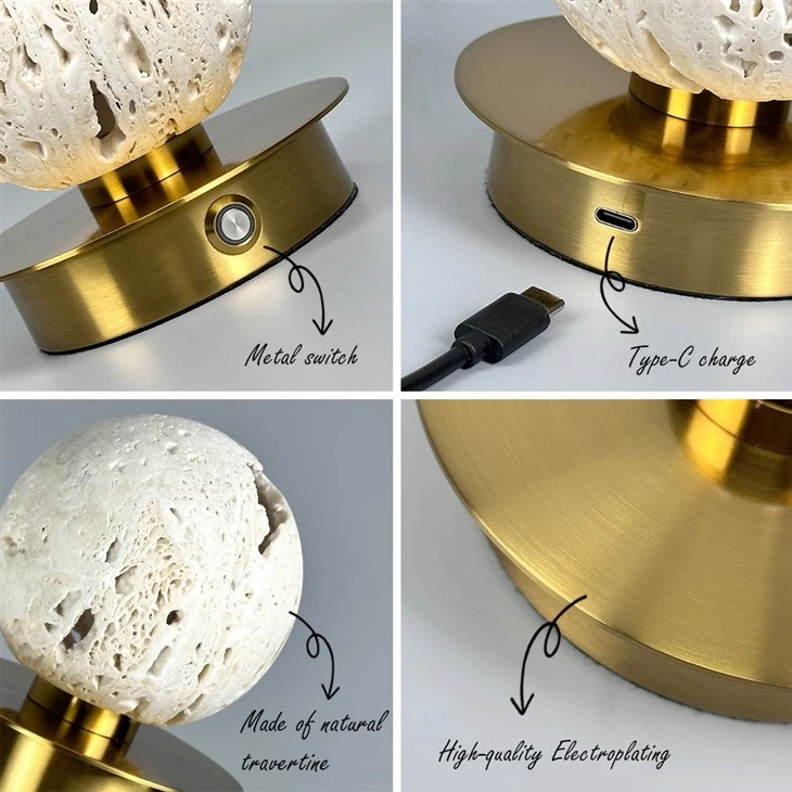 Rechargeable Stone Marble Night Ball Table Lamp high quality