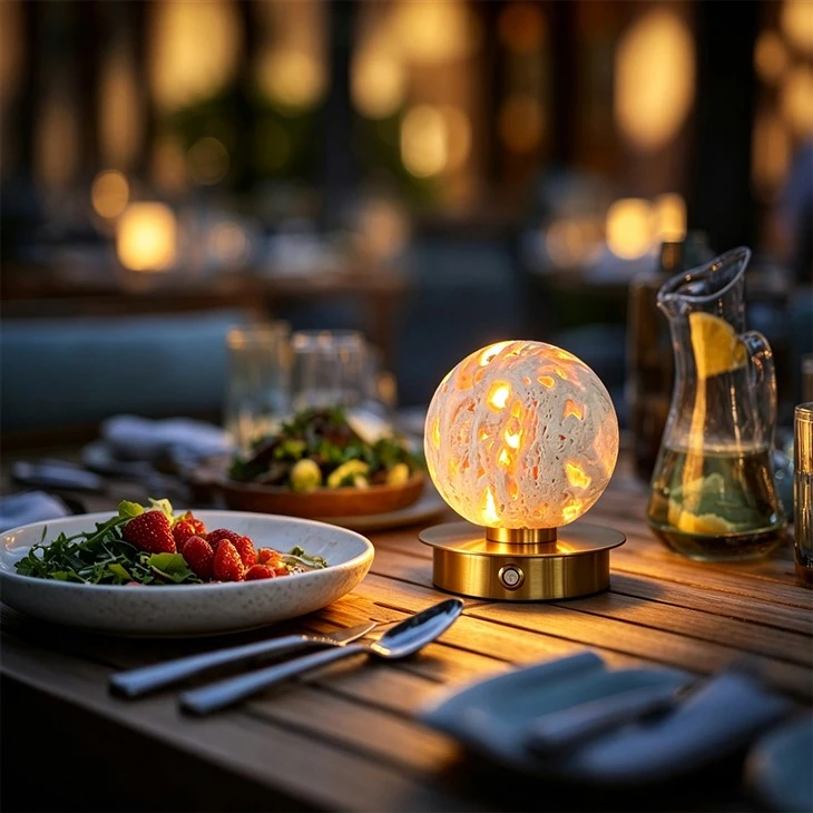 Rechargeable Stone Marble Night Ball Table Lamp
