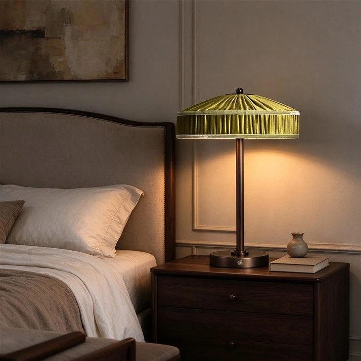 Rechargeable Table Light Green Fabric Shade factory
