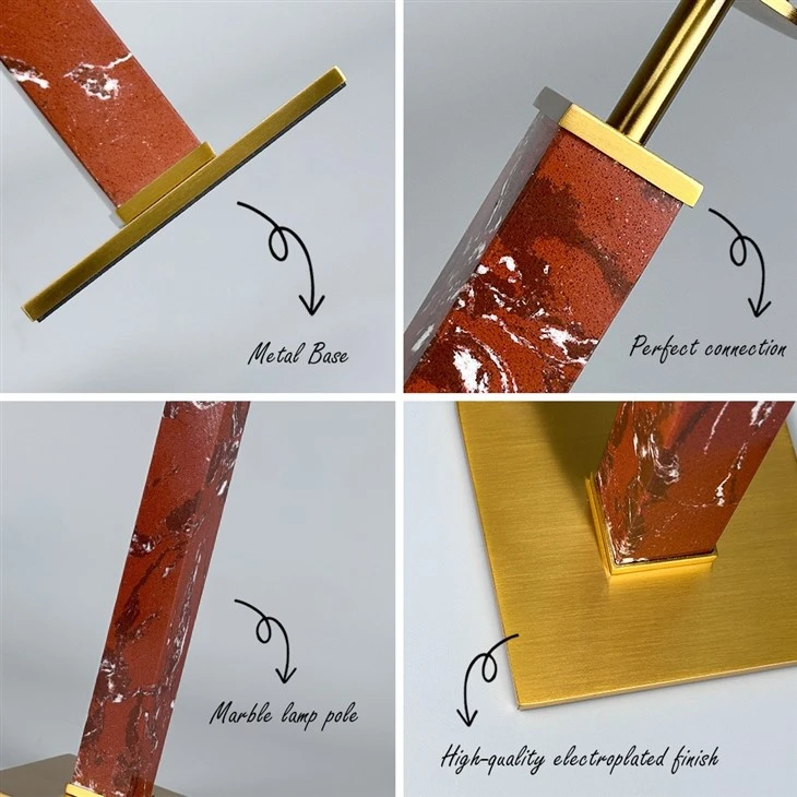Red Marble Rechargeable Battery Table Lamp high quality