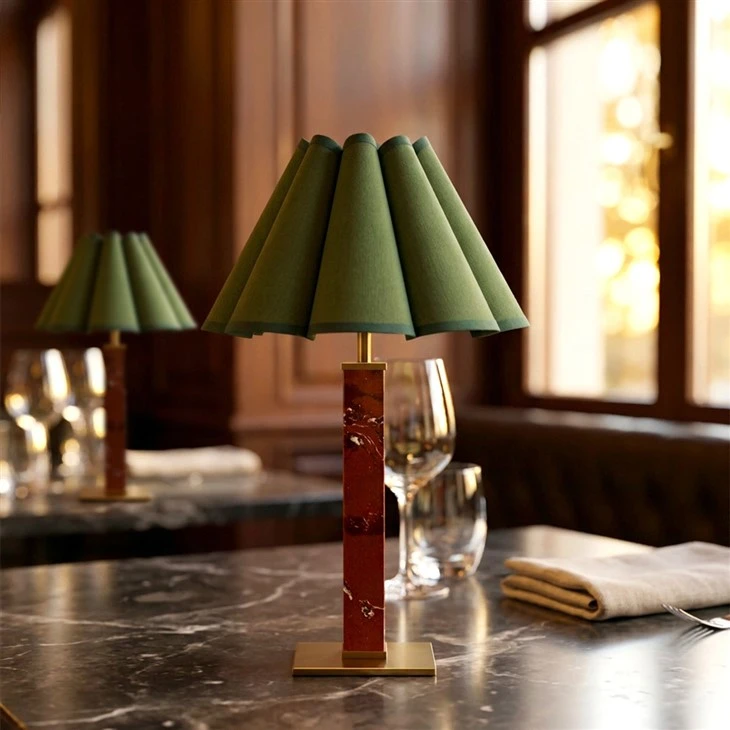 Red Marble Rechargeable Battery Table Lamp factory