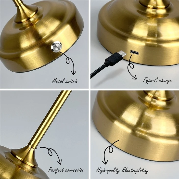 Silver Table Lamp Rechargeable Cordless For Wedding high quality
