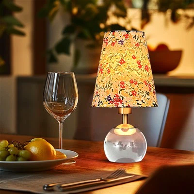 Crystal Battery Fabric Table Lamp Cordless 5200mAh