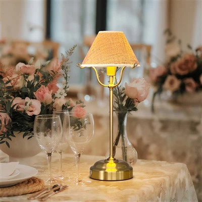 Fabric Cordless Gold Table Lamp For Wedding Restaurant