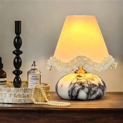 Luxury Handcrafted Real Marble Table Lamp