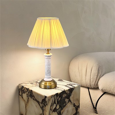 White Marble Cordless Table Lamp For Bedrooms