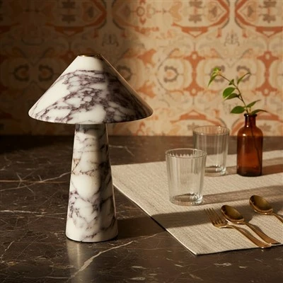 White Marble Cordless Rechargeable Table Lamp